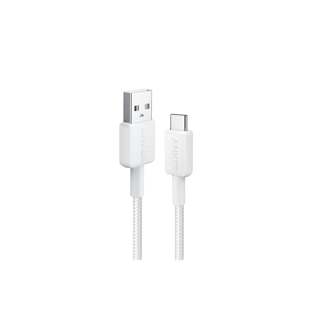 Anker 322 USB-A to USB-C 3ft Braided Cable - White in Qatar Anker 322 USB-A to USB-C 3ft Braided Cable - White in Qatar